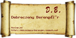 Debreczeny Berengár névjegykártya